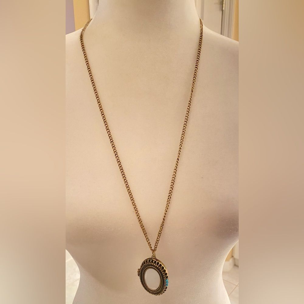 4/$20 Long Antique Gold Locket Necklace